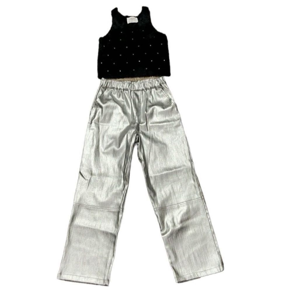 Zara Kids Girls Blue & Silver Pants Set(Size 13-14) - Picture 4 of 13